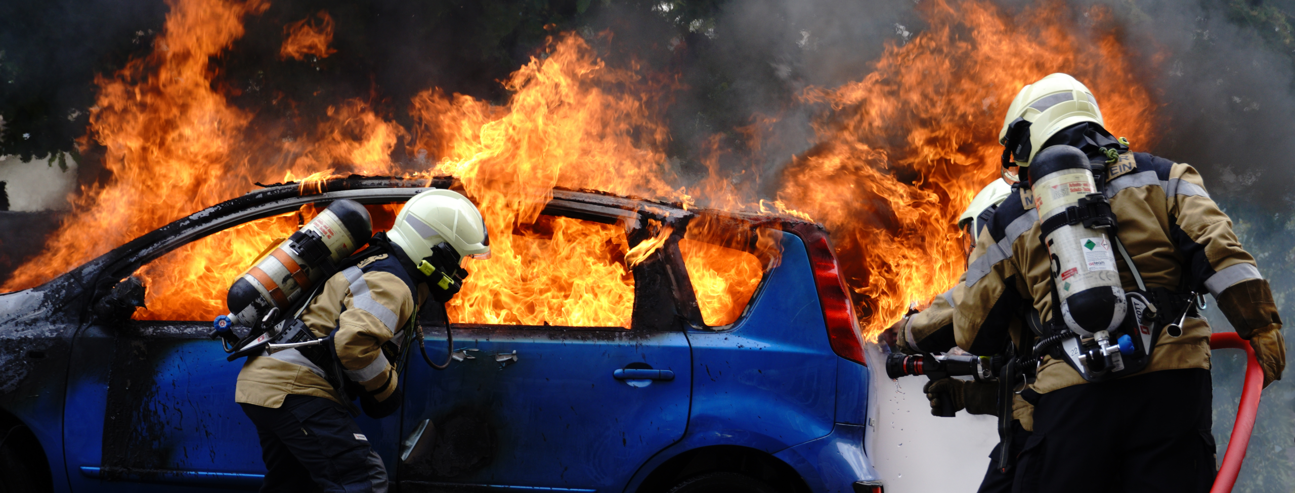Autobrand an der Hauptübung